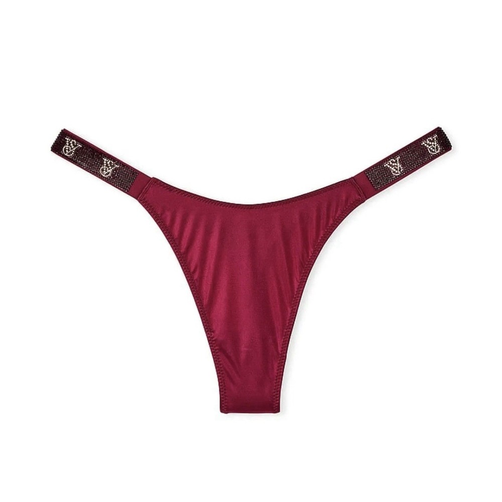 NWT Victoria's Secret Very Sexy Shine Strap Thong Panty Sz S Campari‎ Red